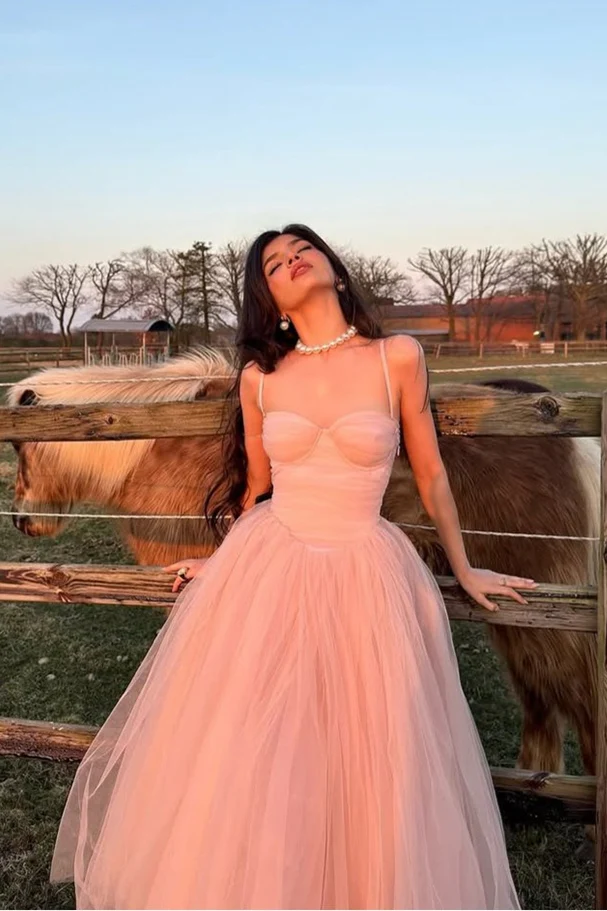 Ballet Style Sweet Tulle Cami Long Prom Dress - Image 3