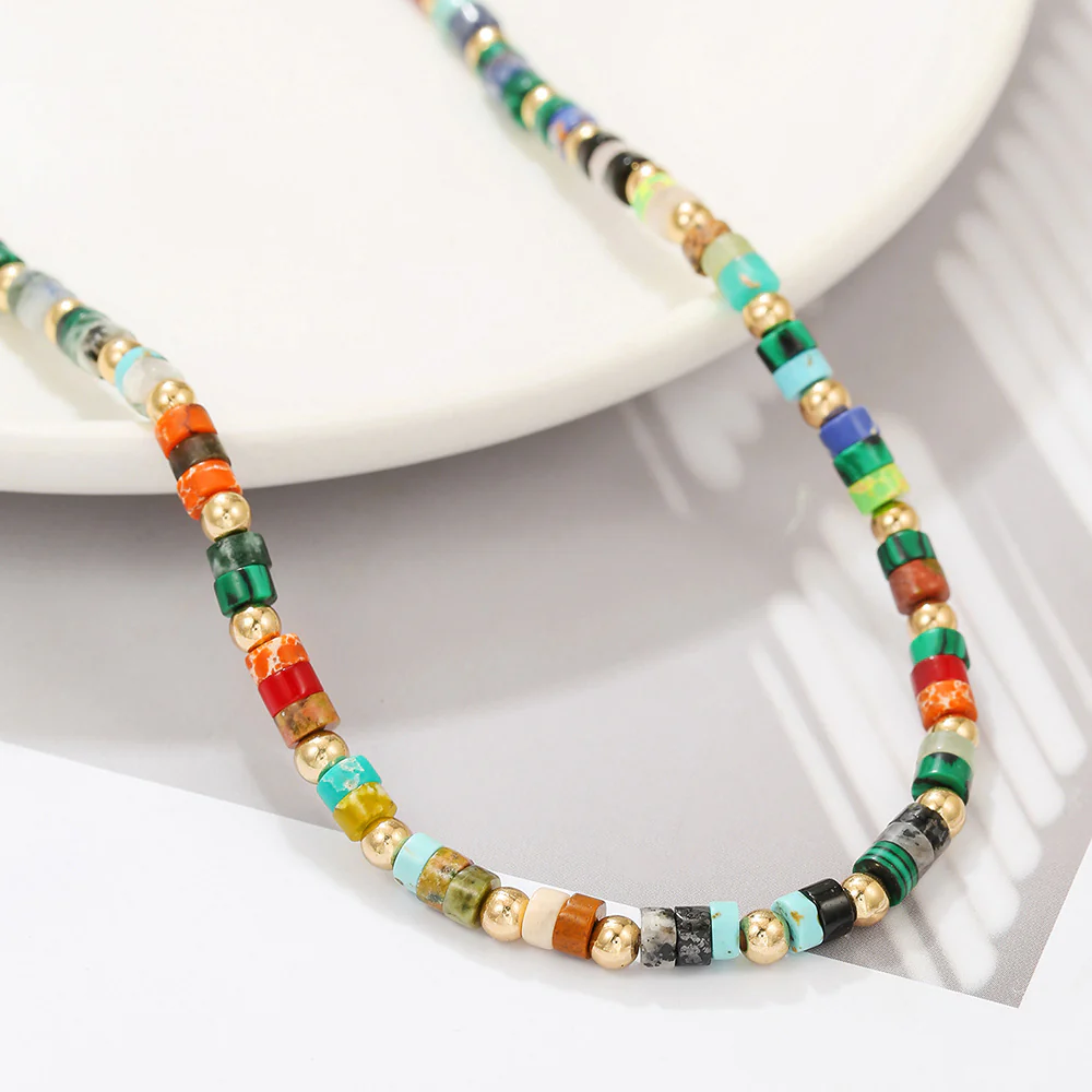 Colorful Natural Gem Beaded NeckLace - Image 3