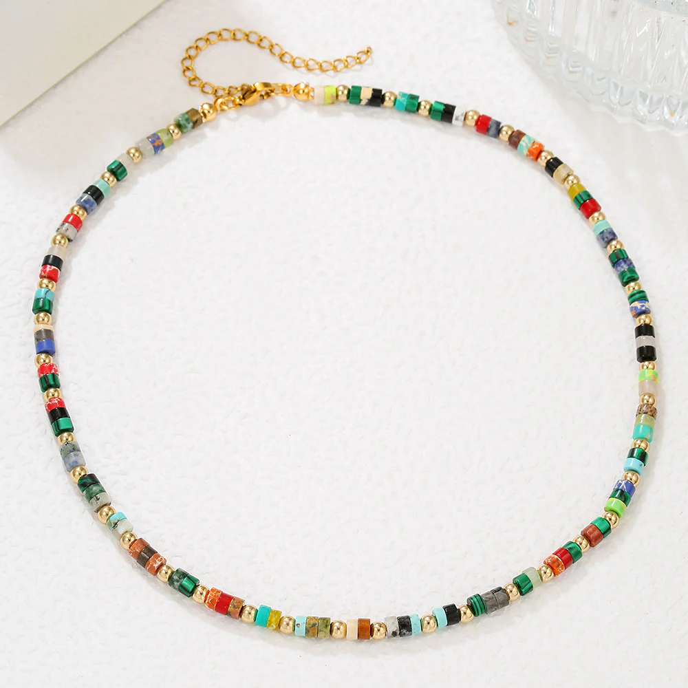 Colorful Natural Gem Beaded NeckLace - Image 4