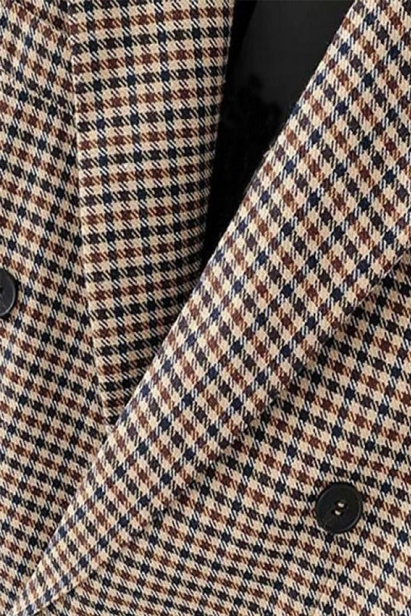 Checkered Office Long Sleeve Blazer - Image 3