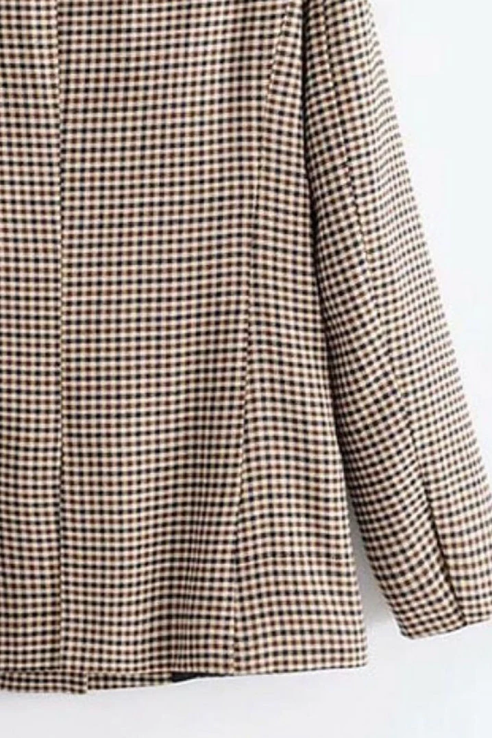 Checkered Office Long Sleeve Blazer - Image 5