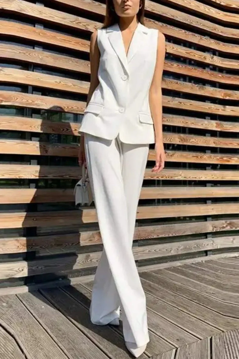 Flowy Wide-Leg Pant with Matching Vest Blazer - Image 5