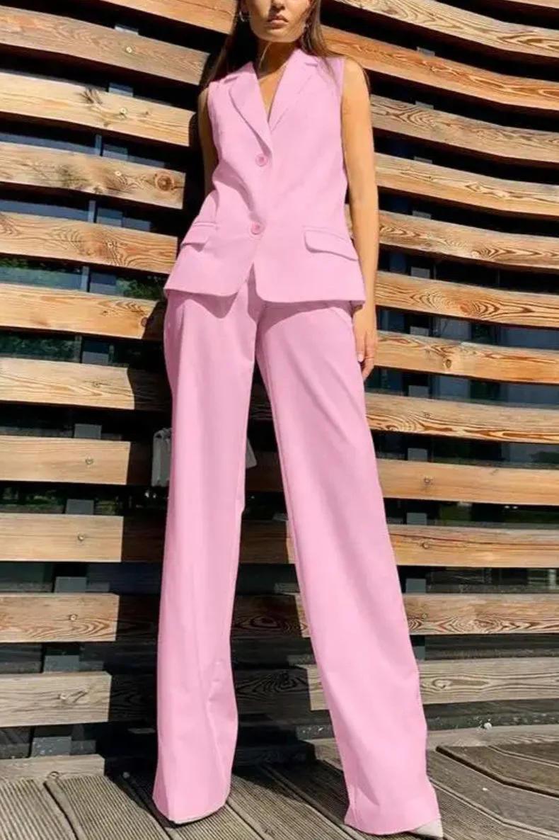 Flowy Wide-Leg Pant with Matching Vest Blazer - Image 7
