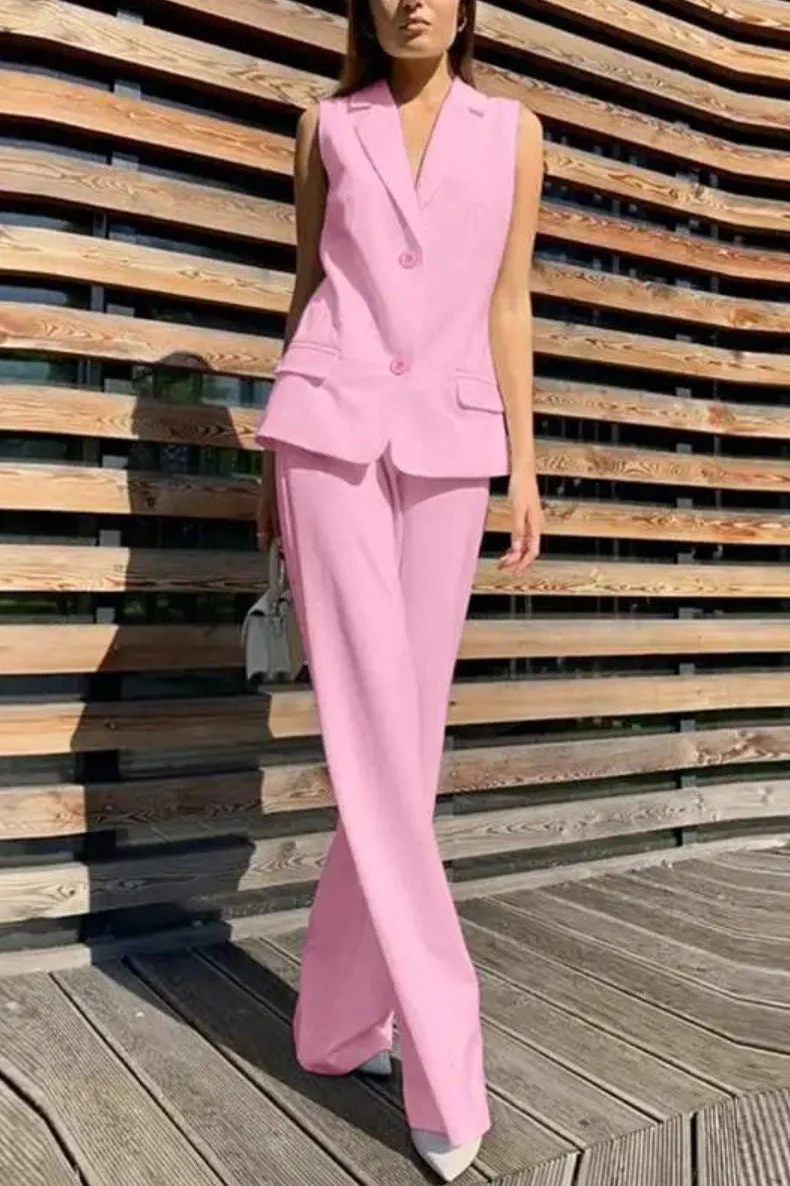 Flowy Wide-Leg Pant with Matching Vest Blazer - Image 8