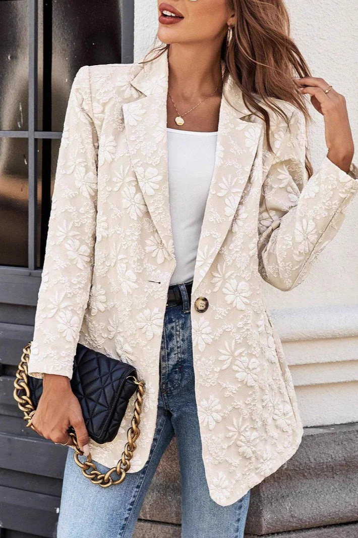 Jacquard Slim Fit Single-Button Blazer - Image 3