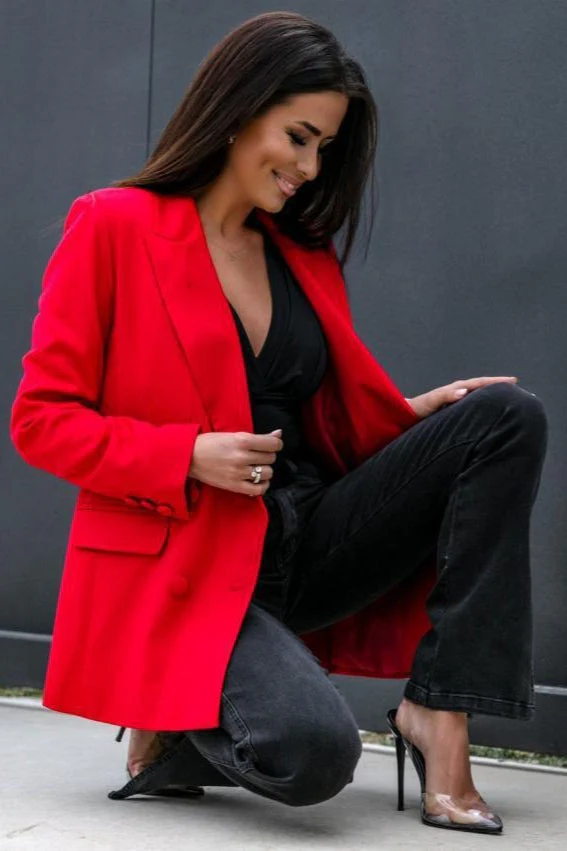 Long Sleeve Double-Breasted Blazer - Image 10