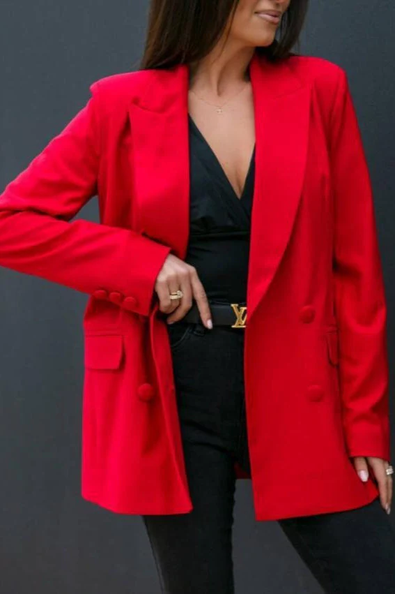 Long Sleeve Double-Breasted Blazer - Image 9