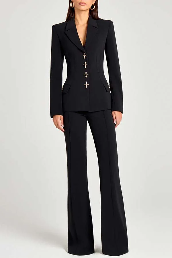 Metal Button Long Sleeve Blazer - Image 6