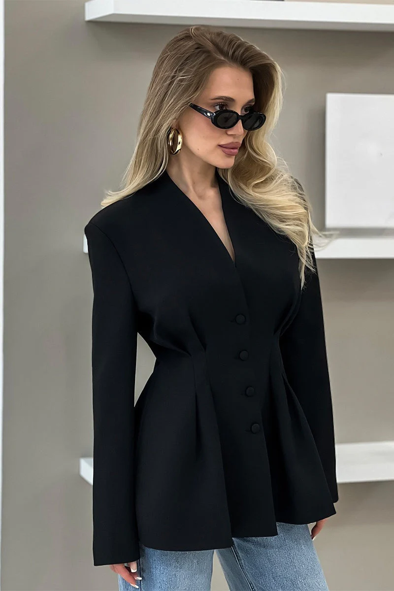 V Neck Waist Detail Blazer - Image 10