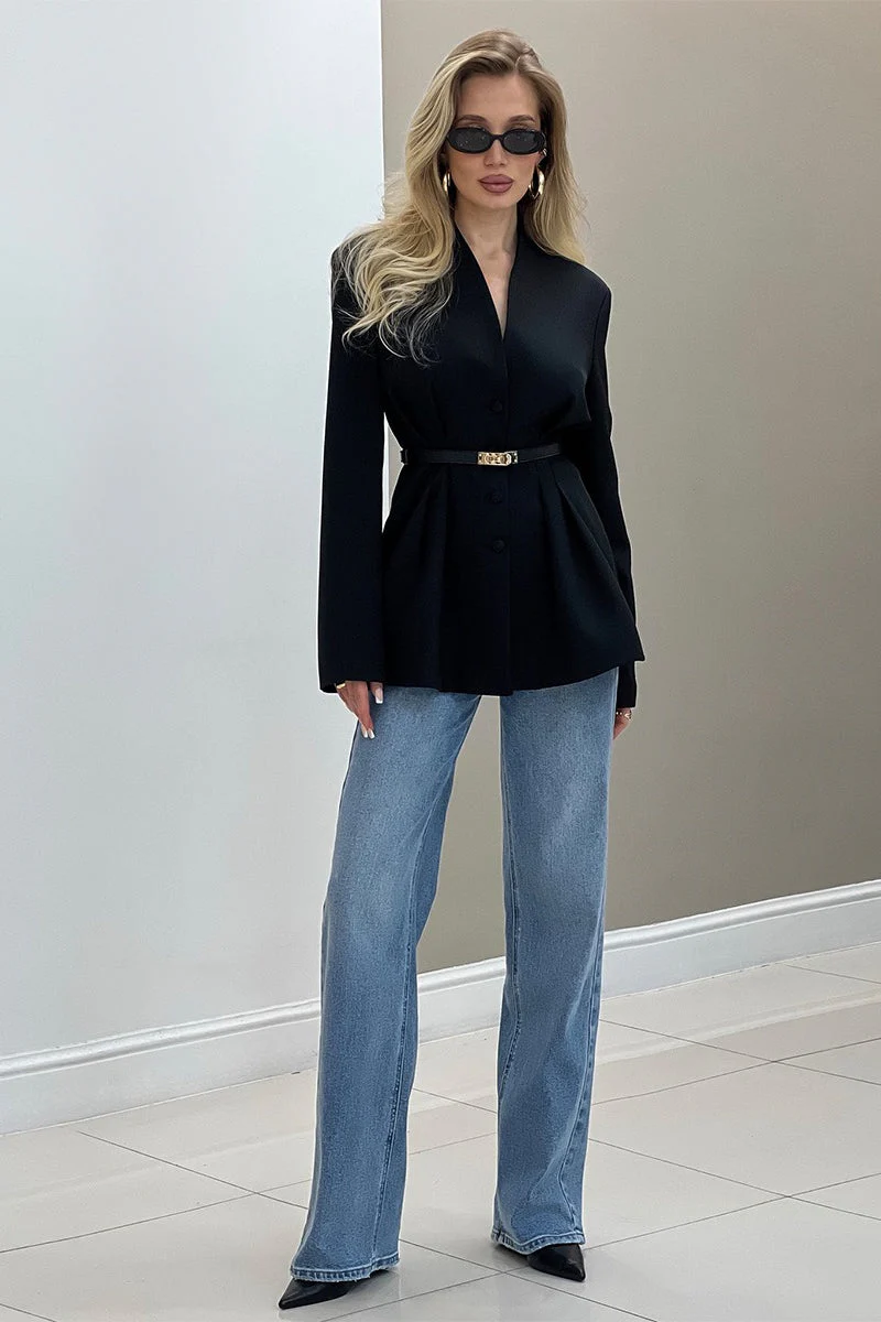 V Neck Waist Detail Blazer - Image 13