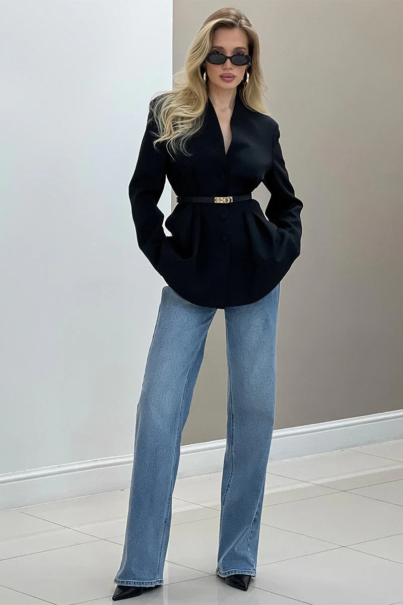 V Neck Waist Detail Blazer - Image 14