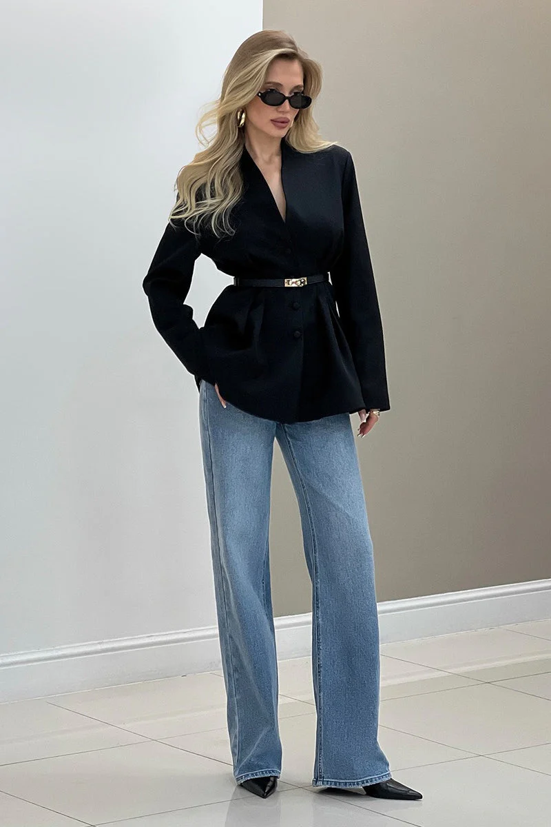 V Neck Waist Detail Blazer - Image 15