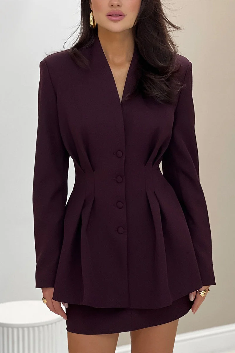 V Neck Waist Detail Blazer - Image 17