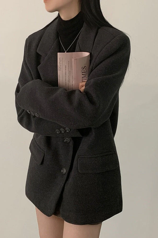 Wool Blend Oversized Longline Blazer - Image 10