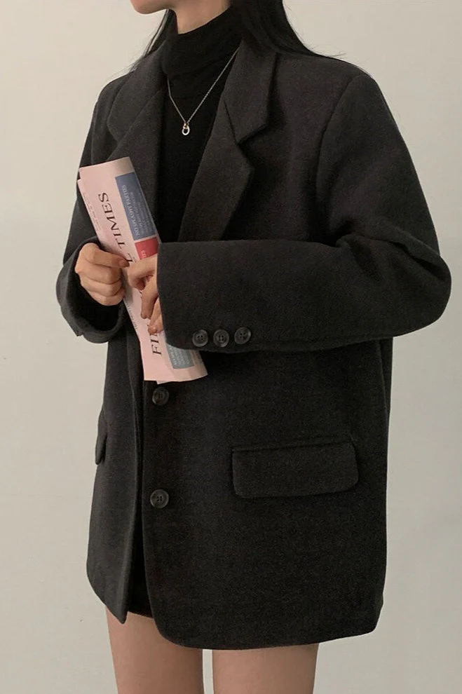 Wool Blend Oversized Longline Blazer - Image 11