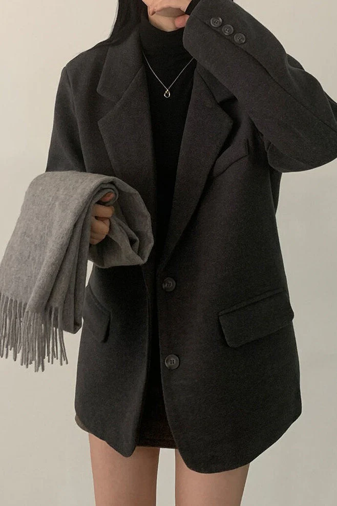 Wool Blend Oversized Longline Blazer - Image 13