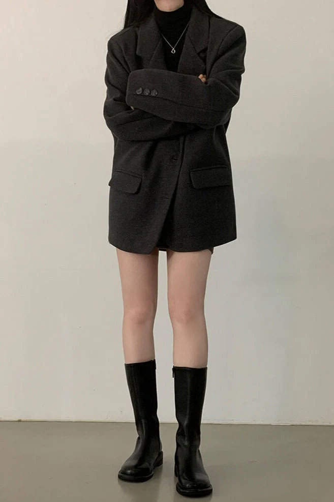 Wool Blend Oversized Longline Blazer - Image 15