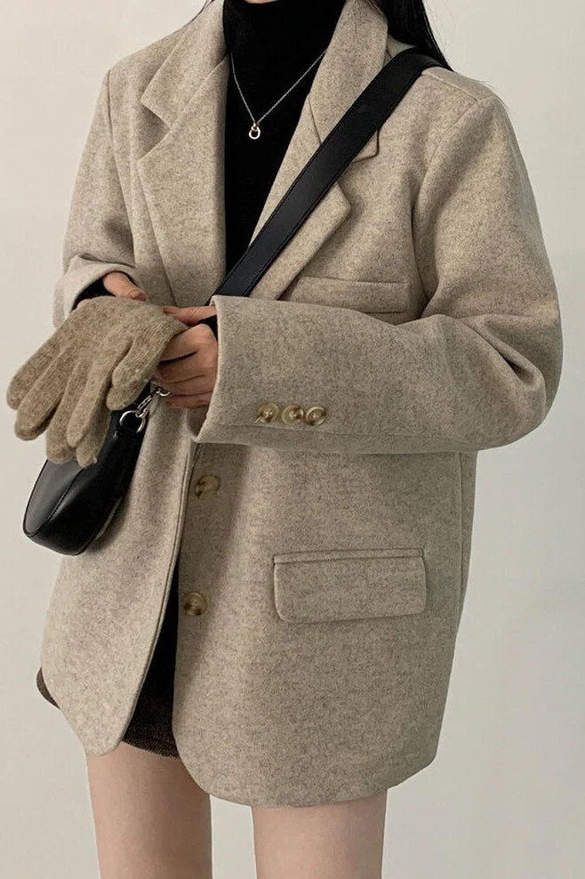 Wool Blend Oversized Longline Blazer - Image 4