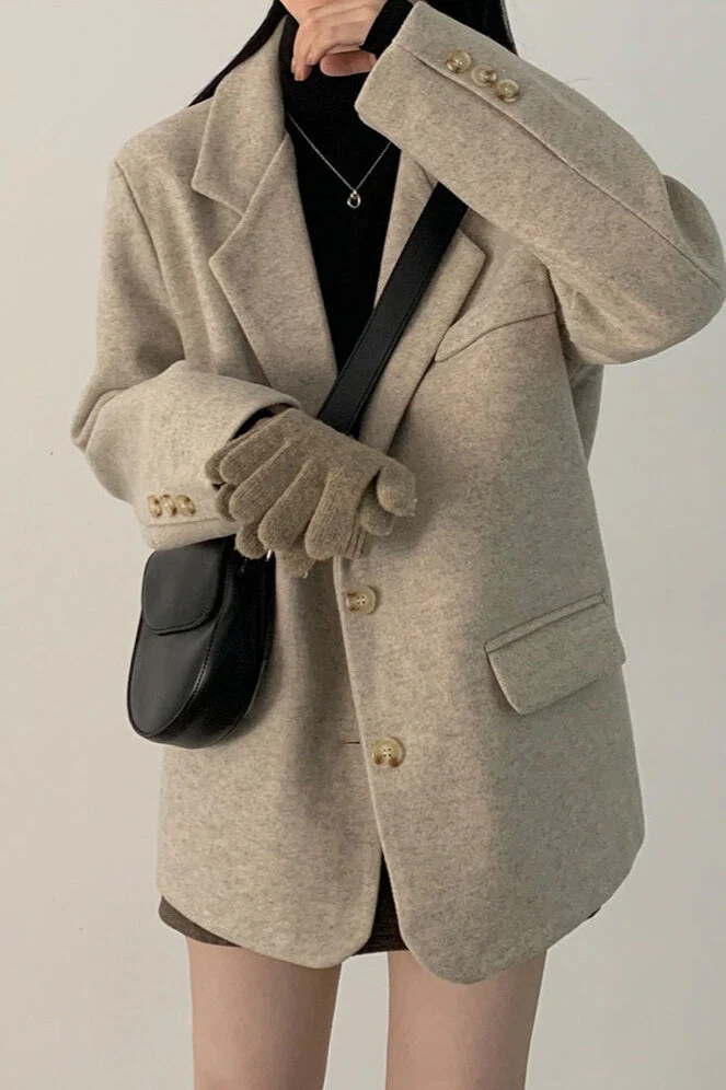 Wool Blend Oversized Longline Blazer - Image 6