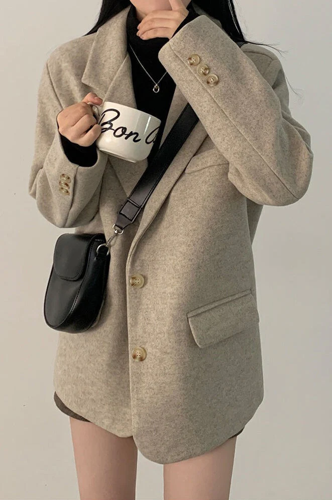 Wool Blend Oversized Longline Blazer - Image 7