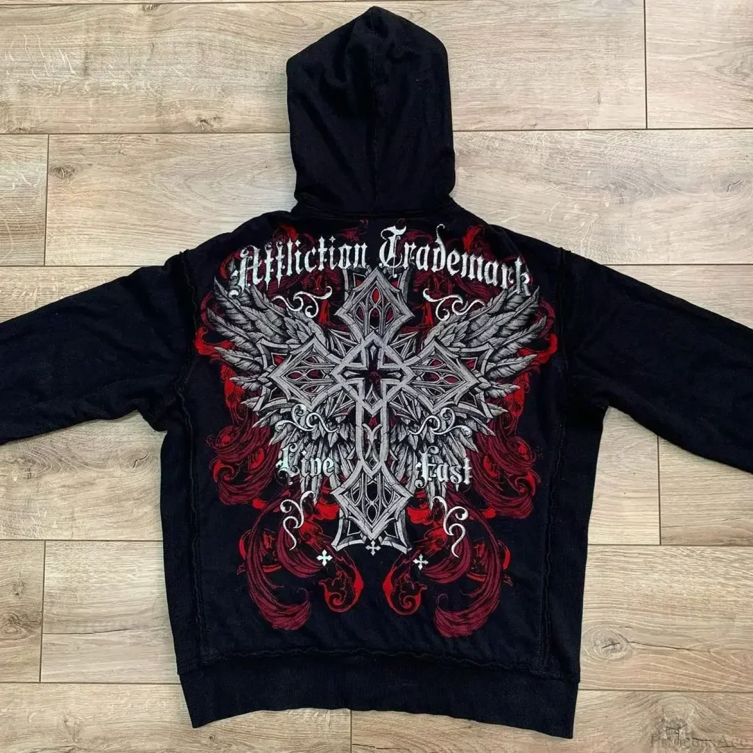 Gothic Letter Print Fall Hoodie - Image 4