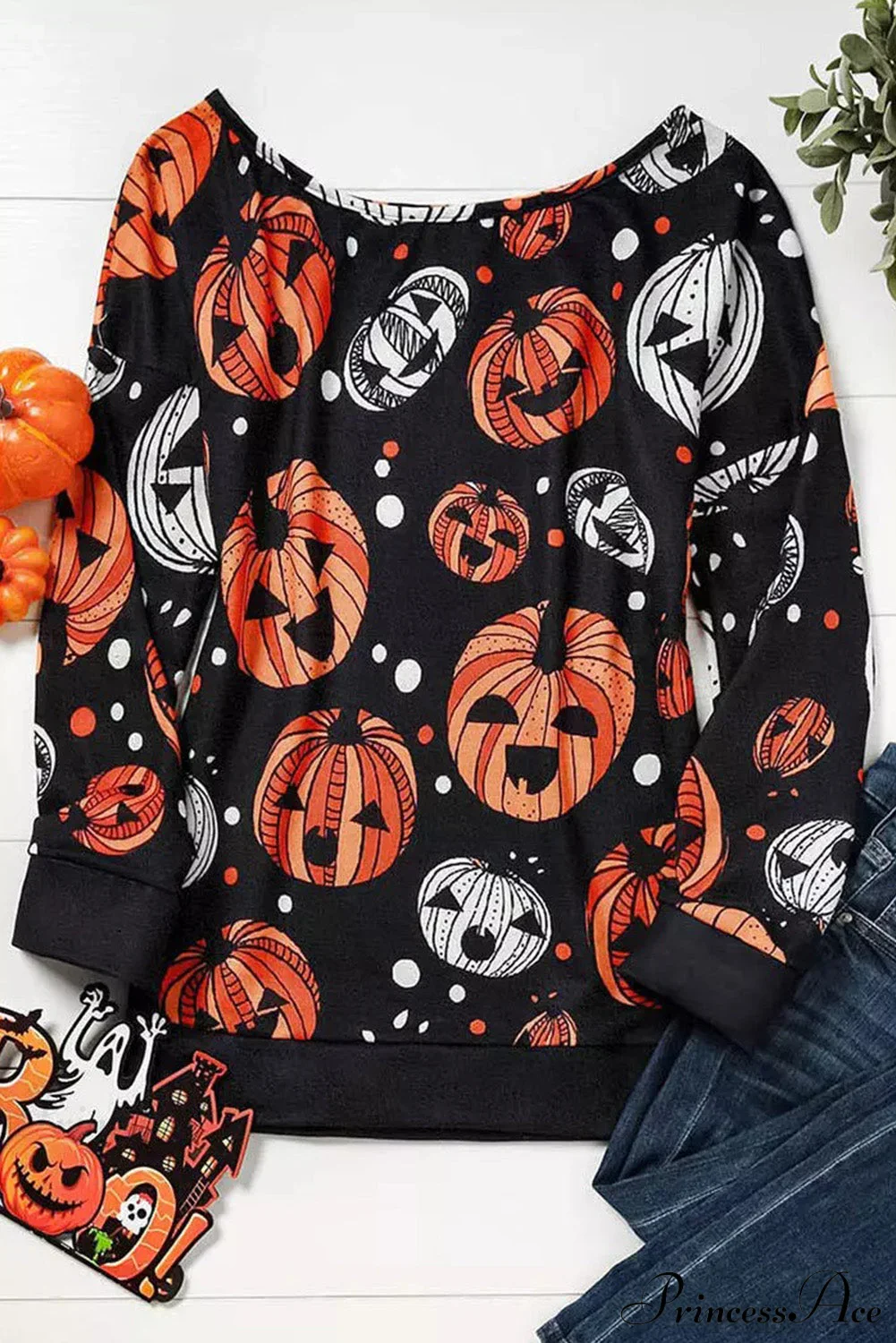 Graphic Shoulder Jack-O'-Lantern One Sweatshirt - Image 3