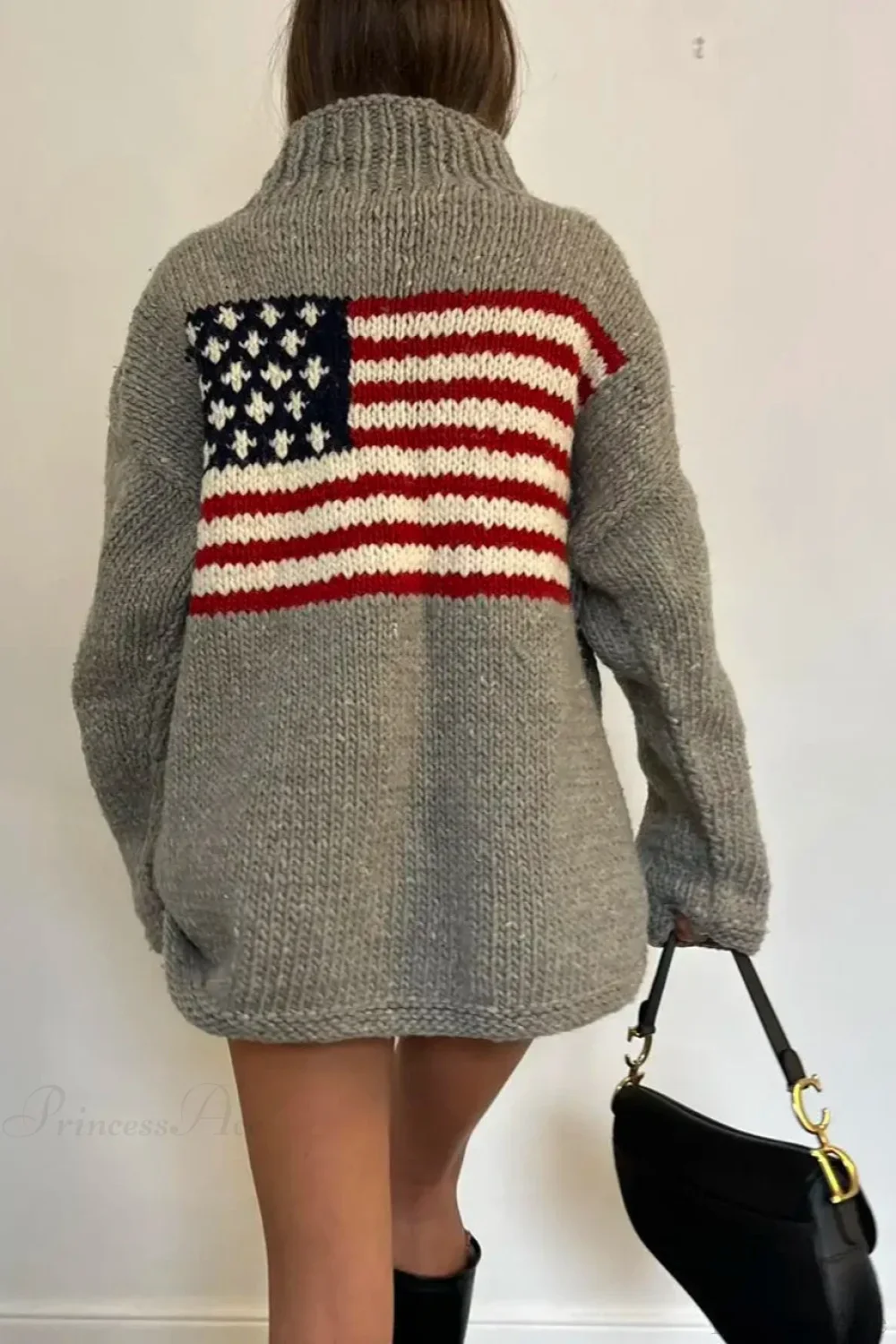 Harajuku Retro US Flag High Neck Sweater - Image 4