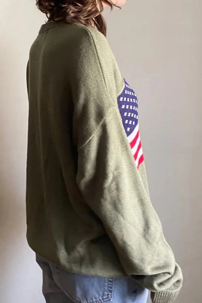 Harajuku Retro US Flag High Neck Sweater - Image 8