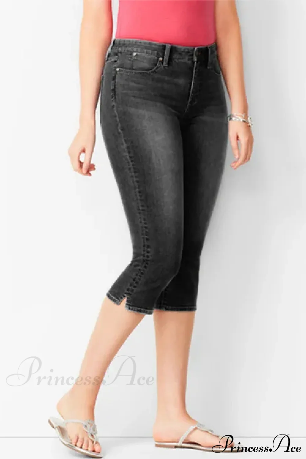 Skinny Knee Length Woman's Cropped Trousers Women Elastic High Waist Mom Oversize Blue Denim Pants Ladies Jean - Image 8