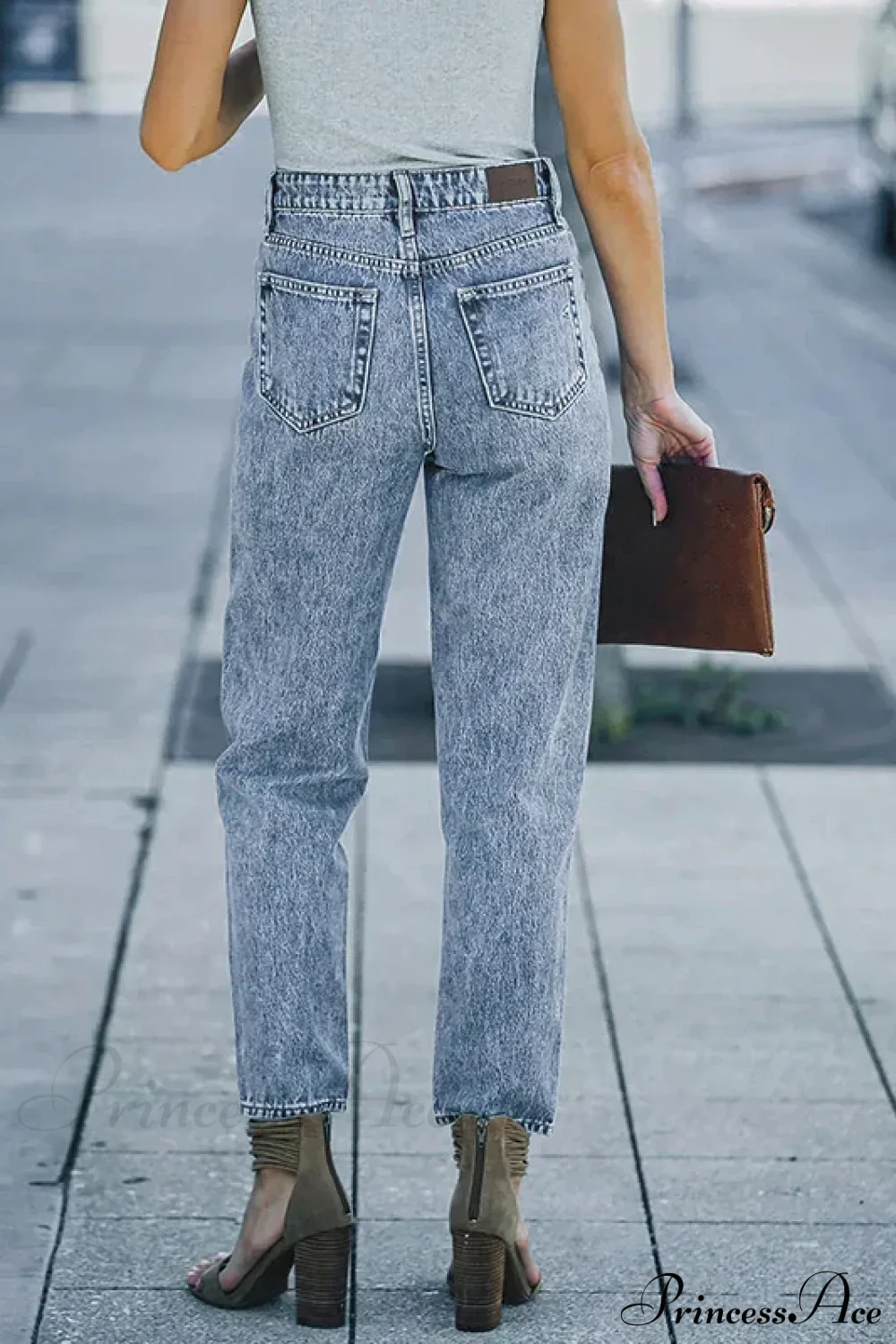 Slim Fit High-Waist Vintage Streetwear Casual Blue Denim Jean - Image 4