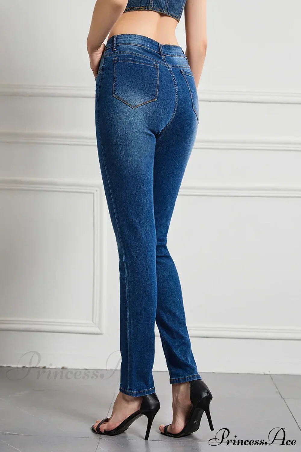 Elastic Slim High Waist Small Feet Casual Autumn Winter Jean - Image 3