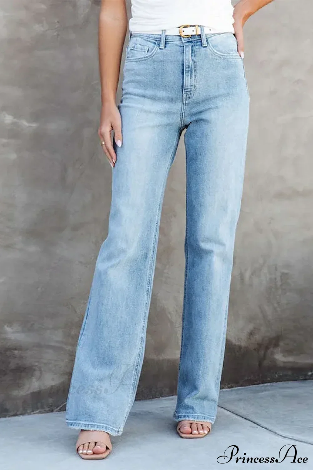 Stretch Blue High Waist Loose Wide Leg Vintage Fashionable Washed Straight Casual Jean - Image 6