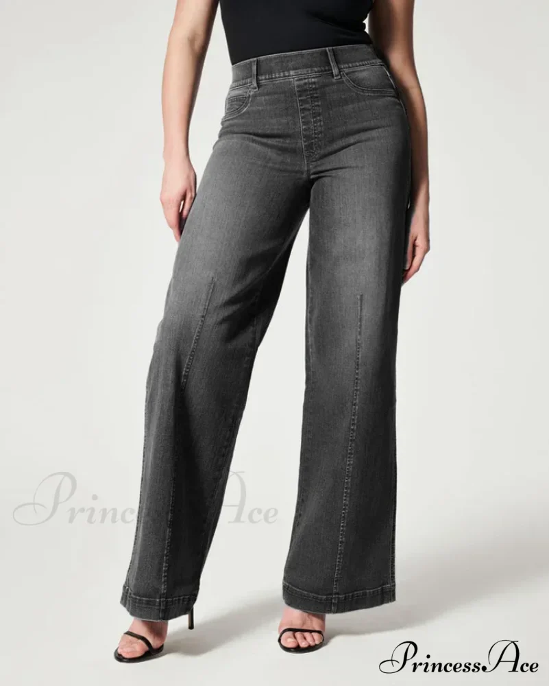 Straight Leg Stretch Fit High Waist Wide Indigo Lounge Stylish Jean - Image 3