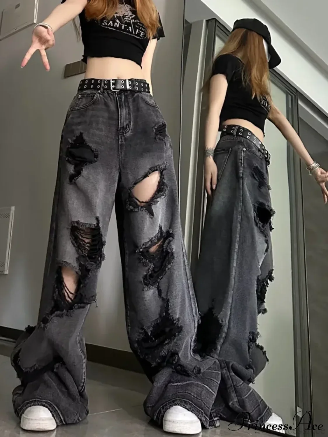 High Street Wide Leg Niche Design Trendy Jeans - Image 3