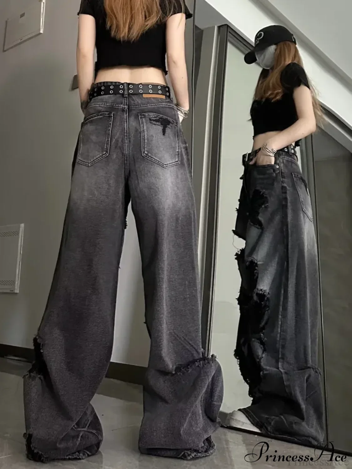High Street Wide Leg Niche Design Trendy Jeans - Image 4