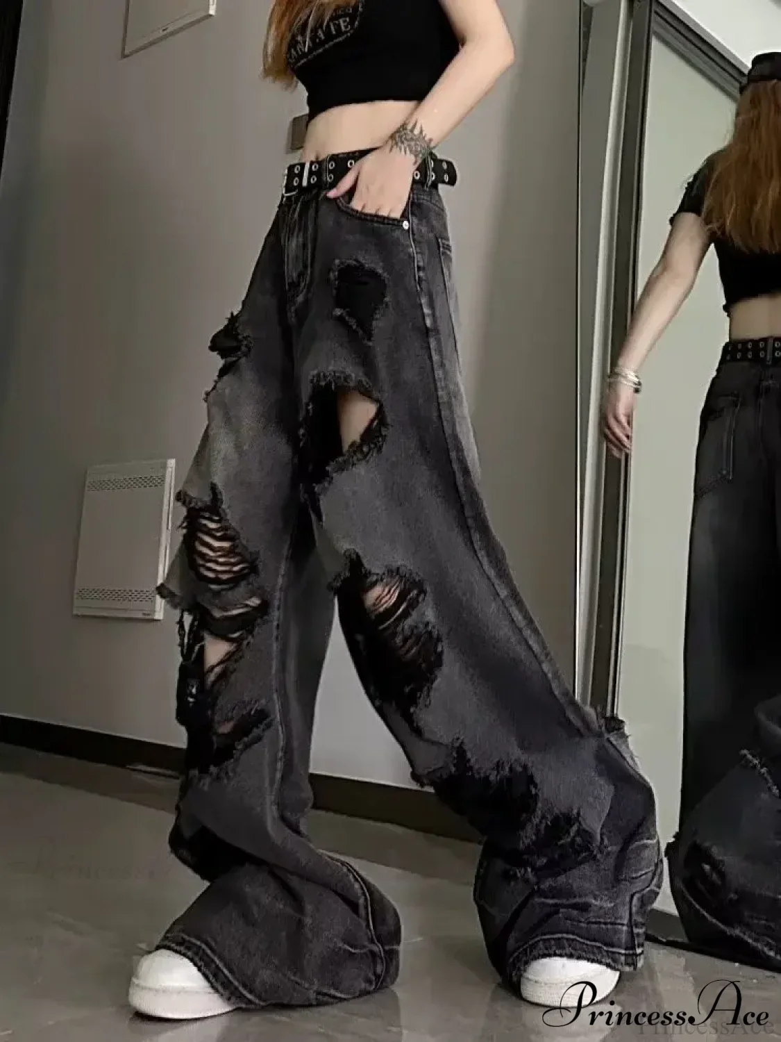 High Street Wide Leg Niche Design Trendy Jeans - Image 6