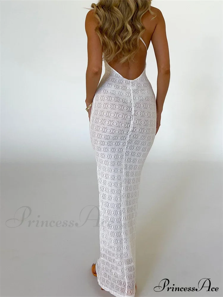 Sexy Women Mesh Sheer See Through Lace Patchwork Backless Deep V-neck Slim Fit Party Beachwear - Image 3