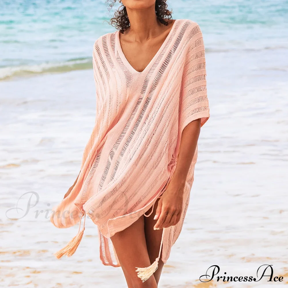 Sexy Bat Sleeve Loose Casual Hollow Out T-shirt Dress - Image 4