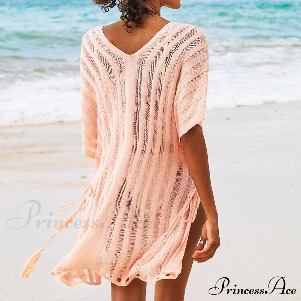 Sexy Bat Sleeve Loose Casual Hollow Out T-shirt Dress - Image 5