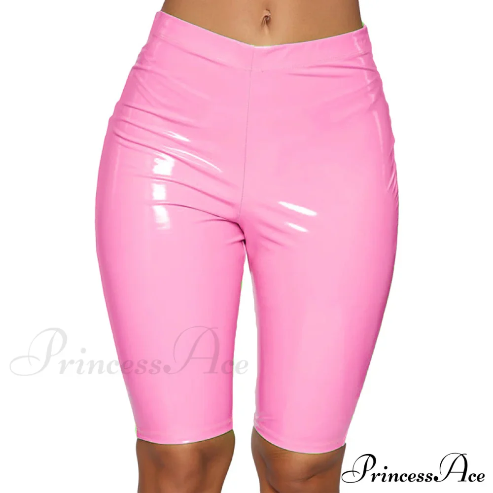 Sexy Wet Look PU Leather Shorts - Image 4