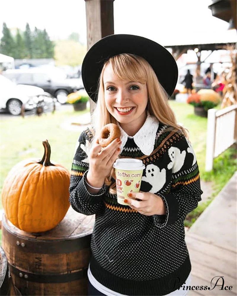 Pumpkin Knitted Pullovers Sweaters - Image 3