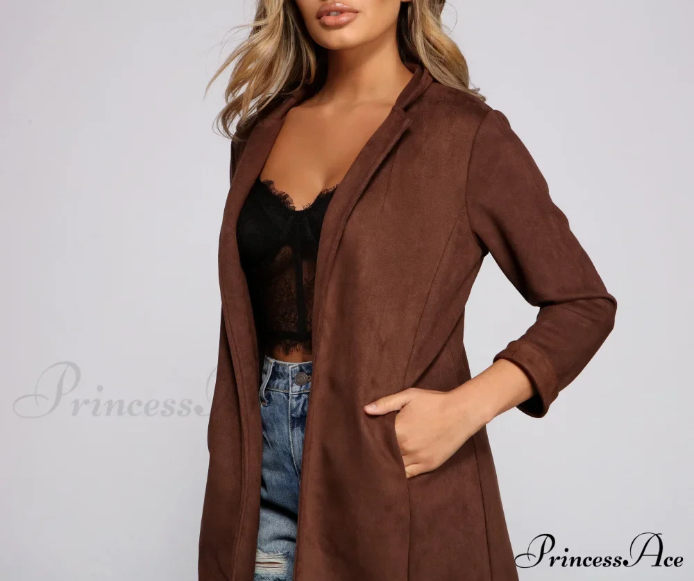 Chic Faux Suede Blazer - Image 3