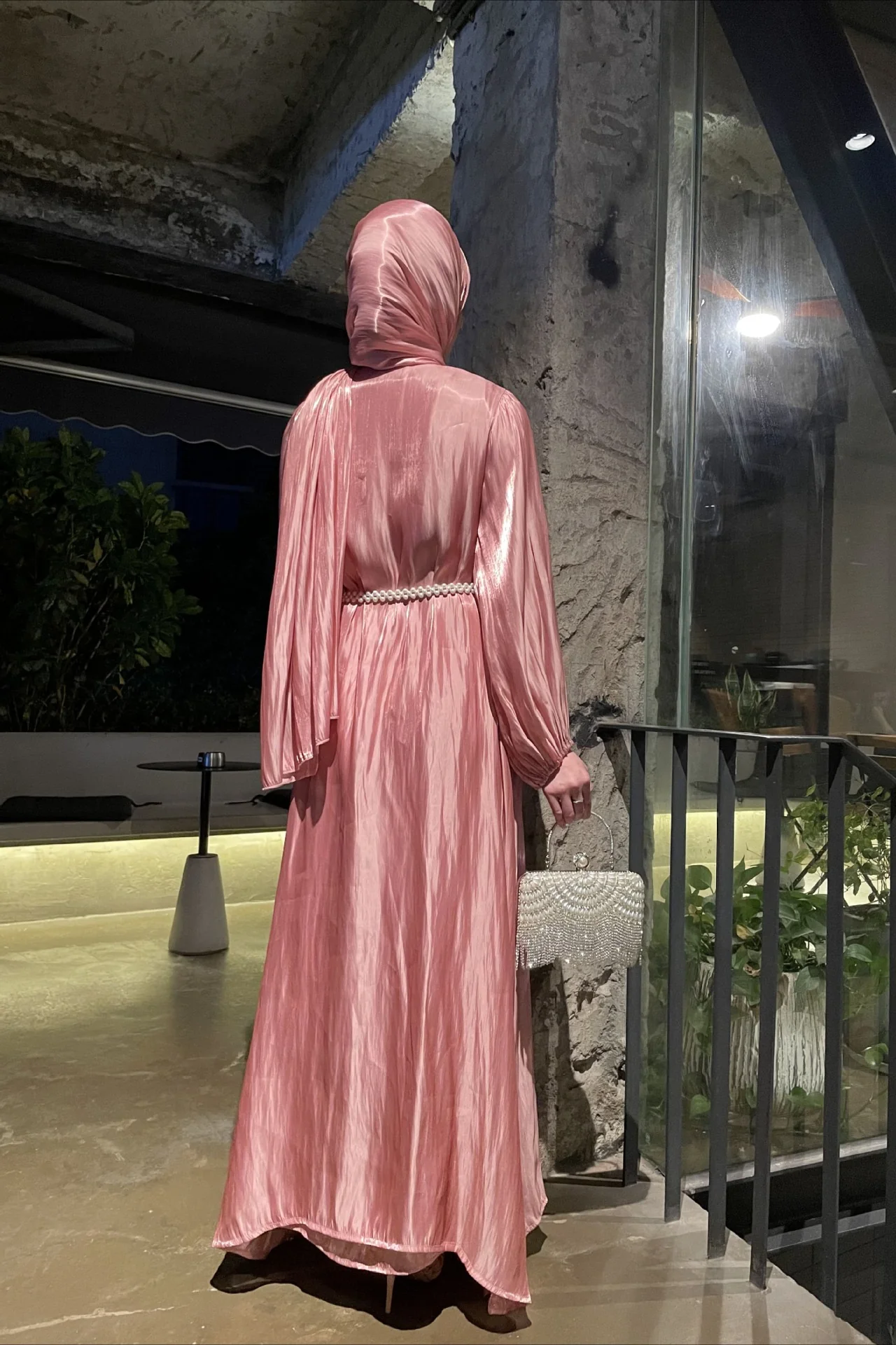 Shimmer Tulle Inner Skirt Outer Skirt Headscarf Three Piece Prom Dress - Image 6