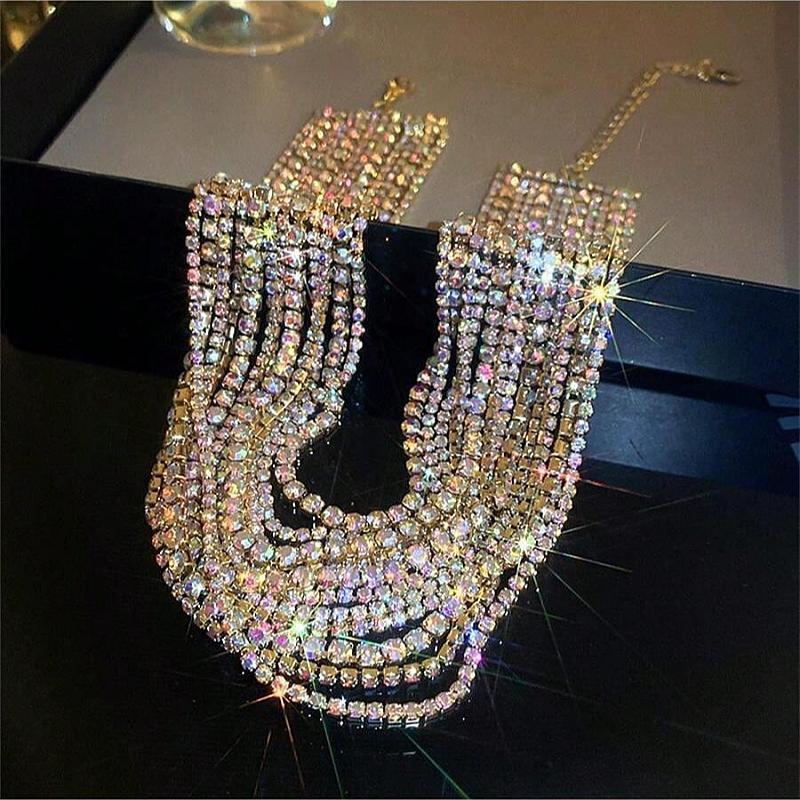 Shiny Multi Row Rhinestone Eco NeckLace - Image 4