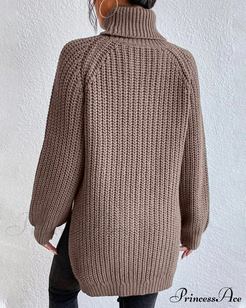 sleeves with raglan sweater and Turtleneck slit - Image 13