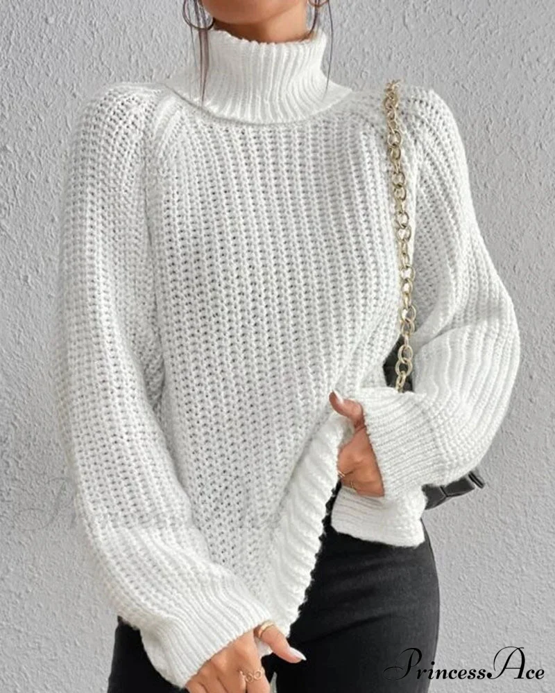 sleeves with raglan sweater and Turtleneck slit - Image 7
