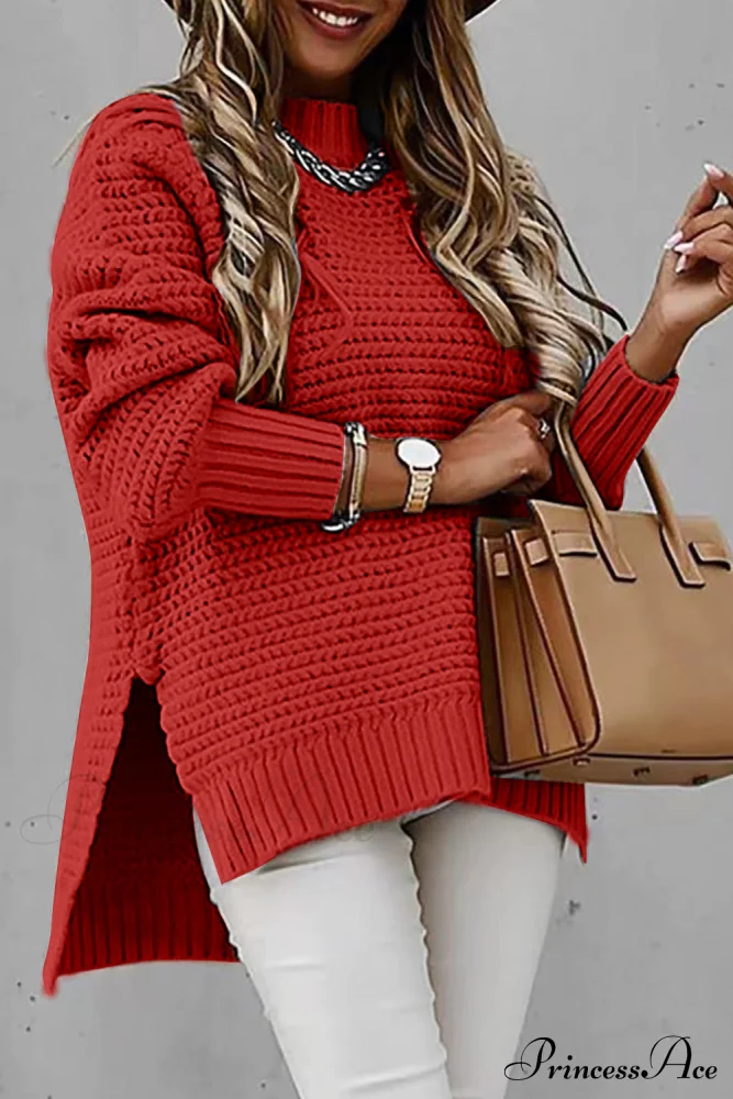 Slit Neck Round Sweater - Image 5