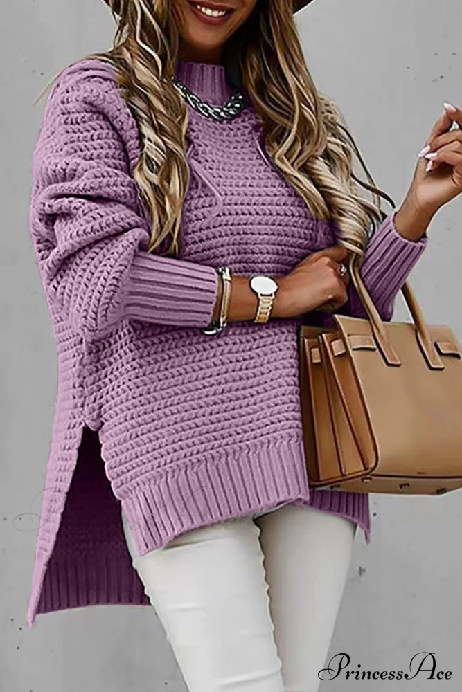 Slit Neck Round Sweater - Image 8