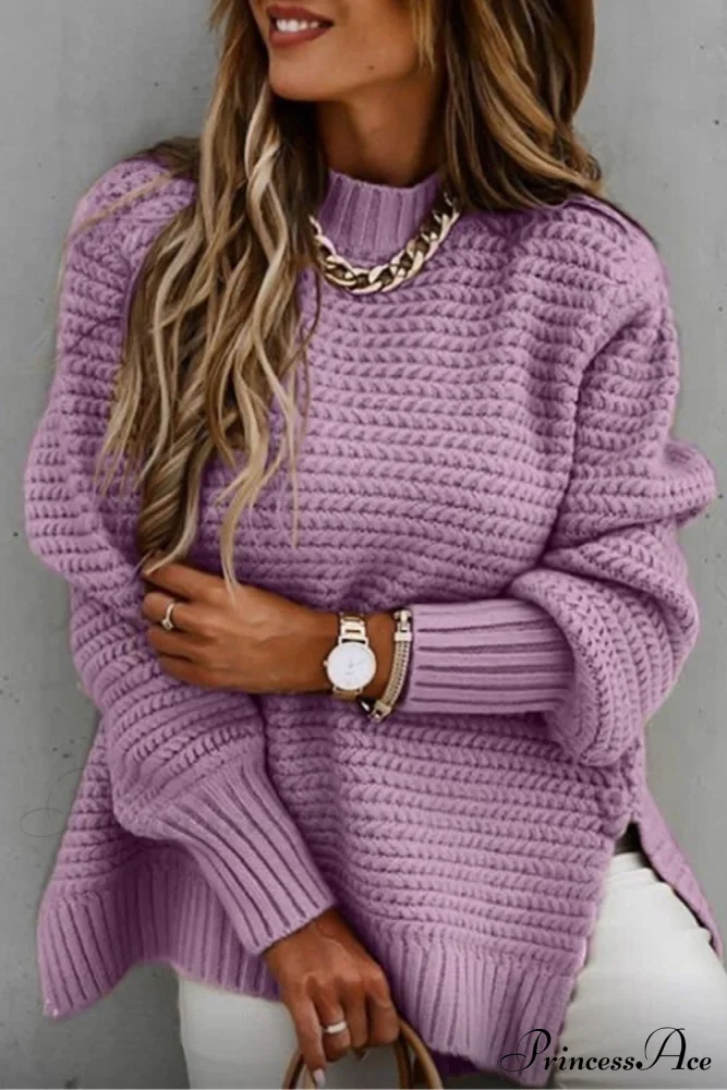 Slit Neck Round Sweater - Image 9