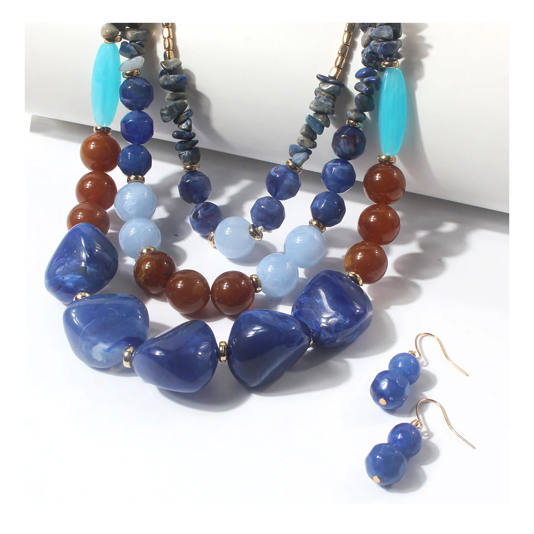 Two Tone Big Beaded Multi Layer NeckLace - Image 3